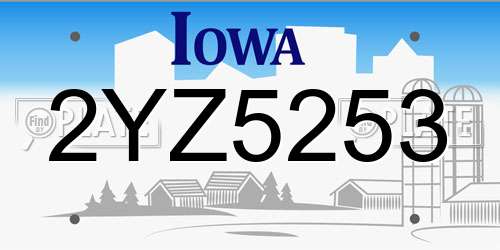 2YZ5253 Iowa License Plate