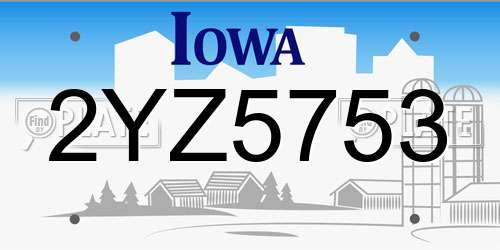2YZ5753 Iowa License Plate