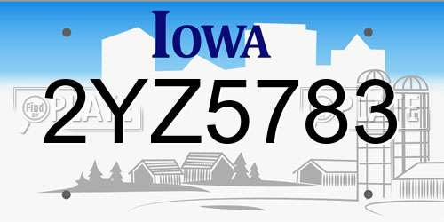 2YZ5783 Iowa License Plate