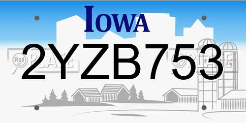 2YZB753 Iowa License Plate