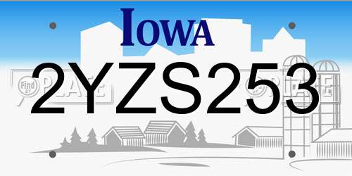 2YZS253 Iowa License Plate