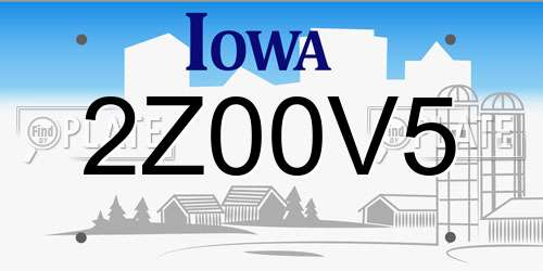 2Z00V5 Iowa License Plate