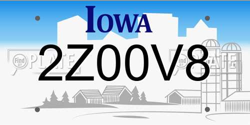 2Z00V8 Iowa License Plate