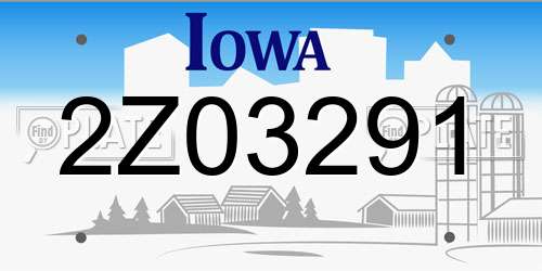 2Z03291 Iowa License Plate