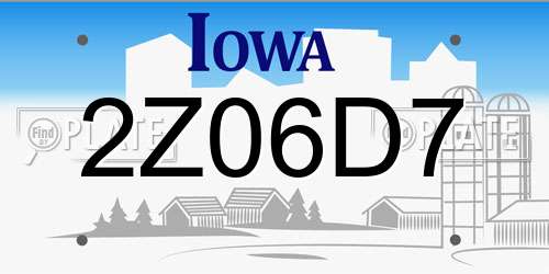 2Z06D7 Iowa License Plate