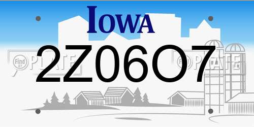 2Z06O7 Iowa License Plate