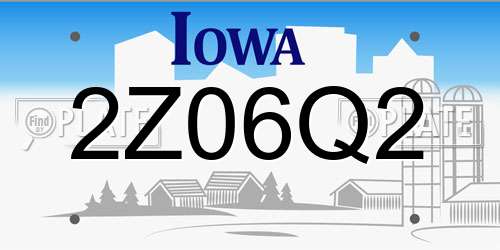 2Z06Q2 Iowa License Plate