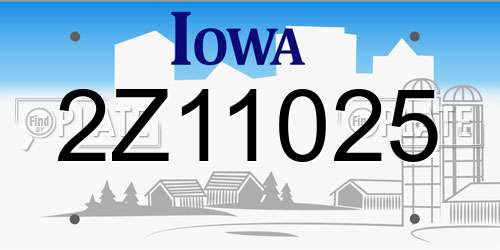 2Z11025 Iowa License Plate