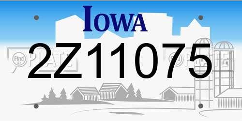 2Z11075 Iowa License Plate