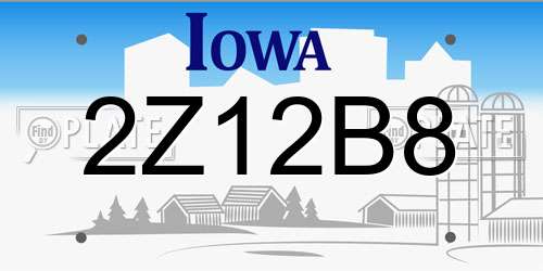 2Z12B8 Iowa License Plate