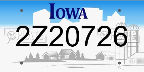2Z20726 Iowa License Plate