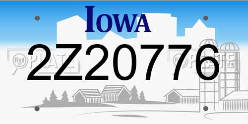 2Z20776 Iowa License Plate