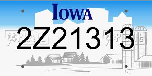 2Z21313 Iowa License Plate
