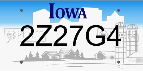 2Z27G4 Iowa License Plate