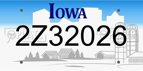 2Z32026 Iowa License Plate