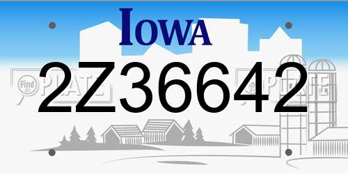 2Z36642 Iowa License Plate