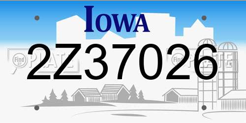 2Z37026 Iowa License Plate