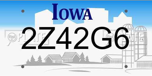 2Z42G6 Iowa License Plate