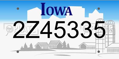 2Z45335 Iowa License Plate