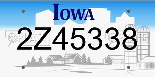 2Z45338 Iowa License Plate