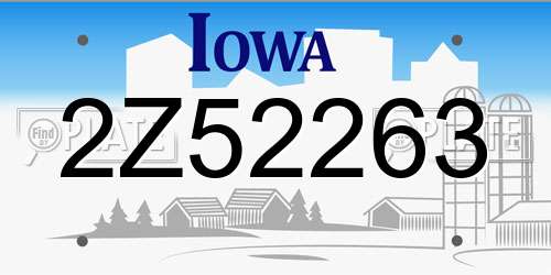 2Z52263 Iowa License Plate