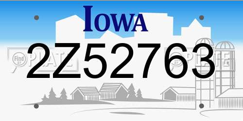 2Z52763 Iowa License Plate