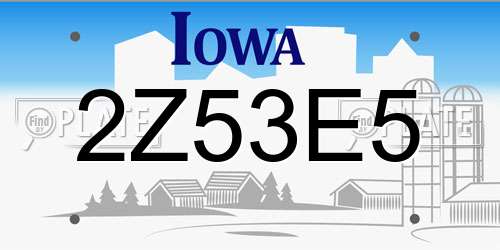 2Z53E5 Iowa License Plate