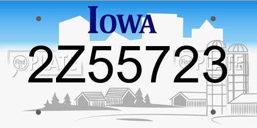 2Z55723 Iowa License Plate