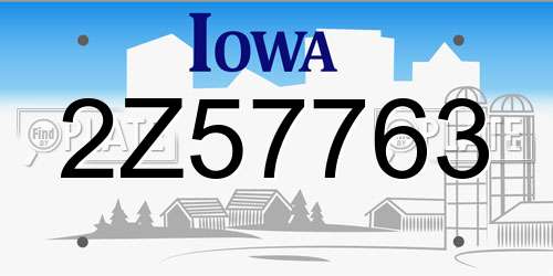 2Z57763 Iowa License Plate