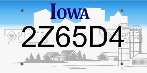2Z65D4 Iowa License Plate