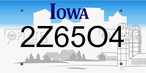 2Z65O4 Iowa License Plate