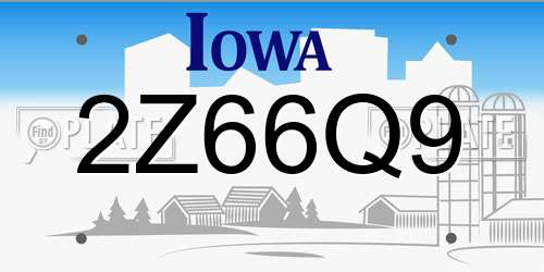 2Z66Q9 Iowa License Plate