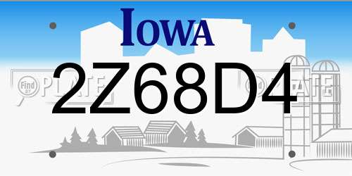 2Z68D4 Iowa License Plate