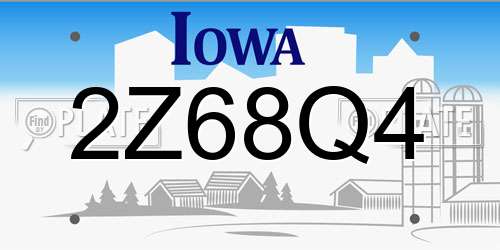 2Z68Q4 Iowa License Plate