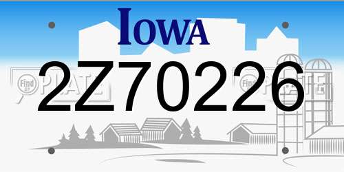 2Z70226 Iowa License Plate