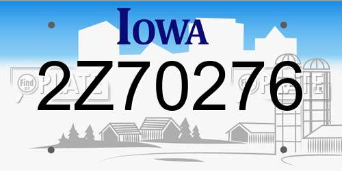 2Z70276 Iowa License Plate