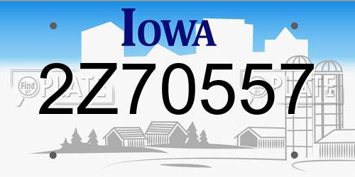 2Z70557 Iowa License Plate