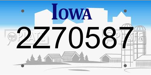 2Z70587 Iowa License Plate
