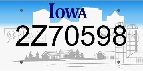2Z70598 Iowa License Plate