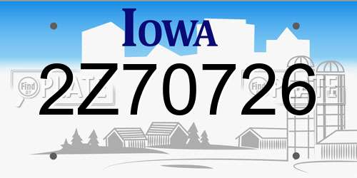2Z70726 Iowa License Plate