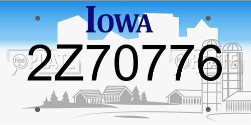 2Z70776 Iowa License Plate
