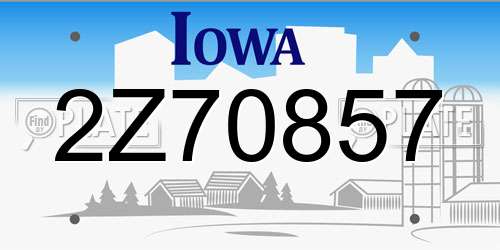 2Z70857 Iowa License Plate