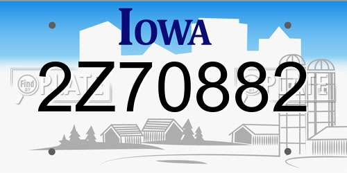 2Z70882 Iowa License Plate