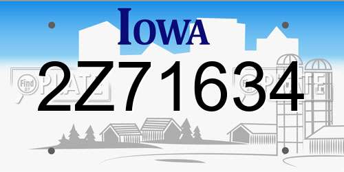2Z71634 Iowa License Plate