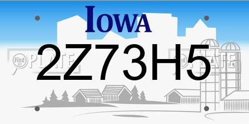 2Z73H5 Iowa License Plate