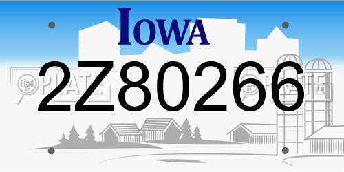2Z80266 Iowa License Plate