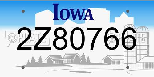 2Z80766 Iowa License Plate