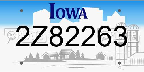 2Z82263 Iowa License Plate