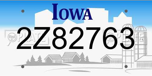 2Z82763 Iowa License Plate