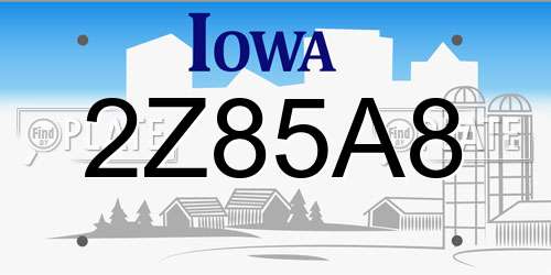 2Z85A8 Iowa License Plate